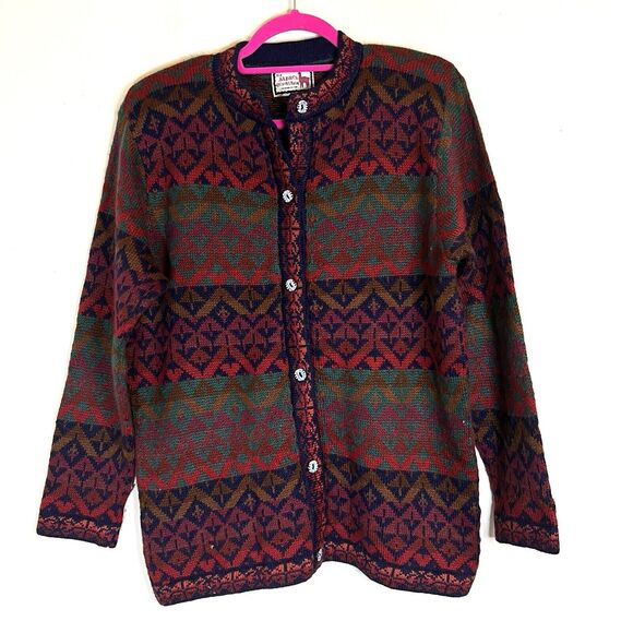 The Alpaca Connection Cardigan Sweater Womens Large Multicolor Knit Button - Picture 1 of 8